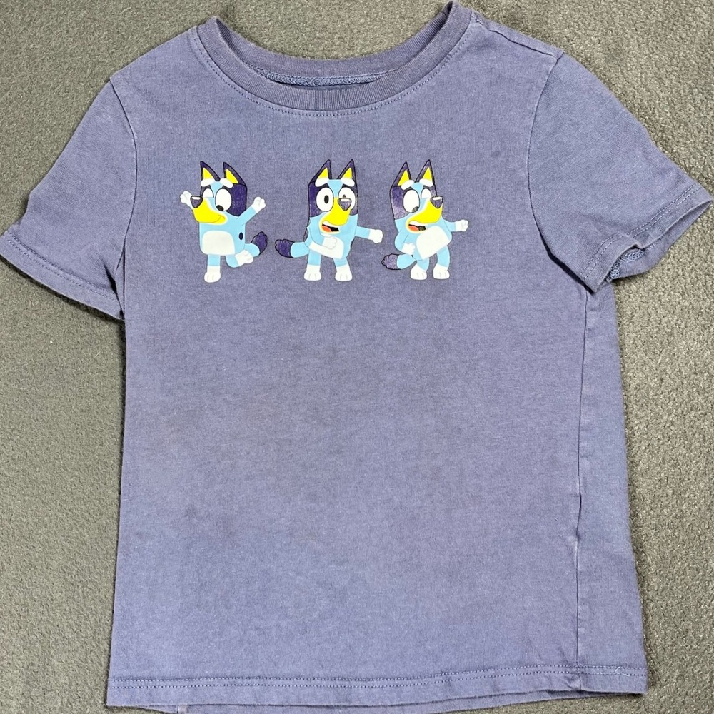 Bluey T-Shirt Cartoon Graphic Tee‎ Short Sleeve Top Kids Blue 4T